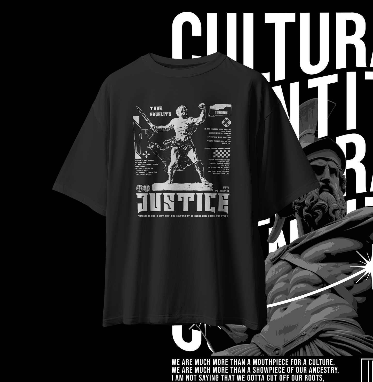 JUSTICE Streetwear Graphic Oversized Premium Quality Cotton T-shirt
