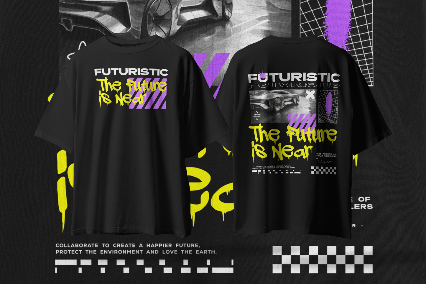 THE FUTURE IS NEAR Streetwear Graphic Oversized Premium Quality Cotton T-shirt