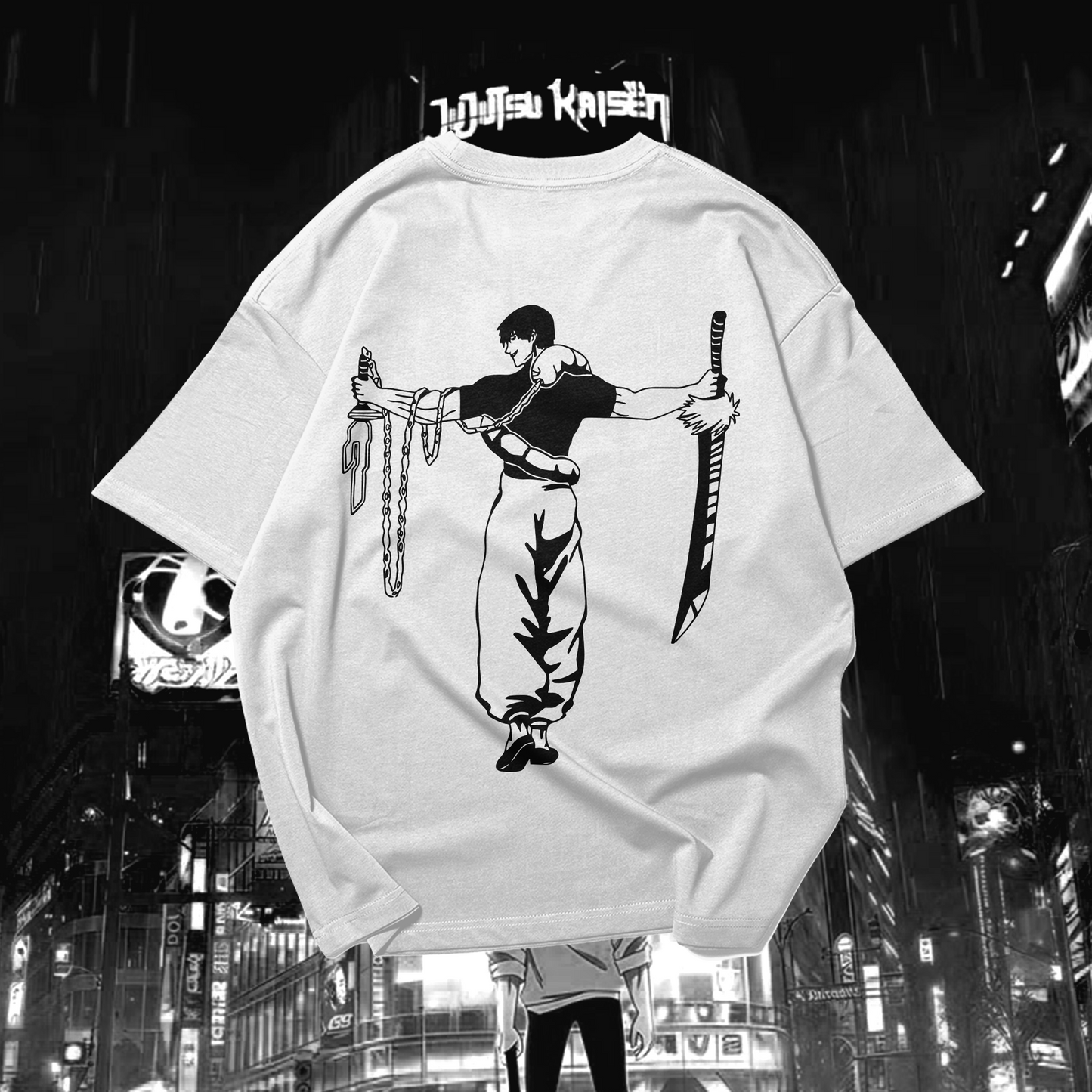 TOJI FUSHIGURO Graphic Oversized Premium Quality Cotton T-shirt