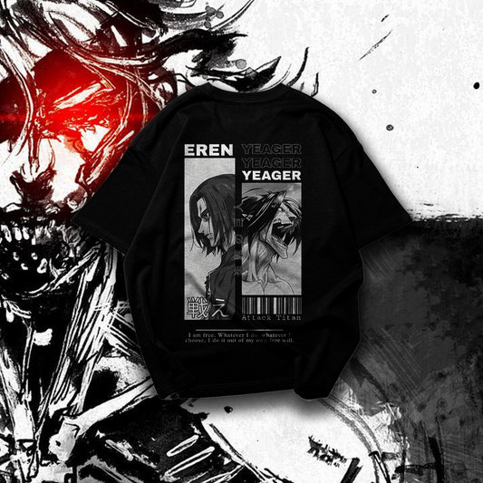 Eren Yeager Graphic Oversized Premium Quality Cotton T-shirt