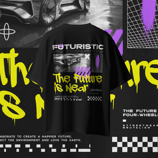 THE FUTURE IS NEAR Streetwear Graphic Oversized Premium Quality Cotton T-shirt